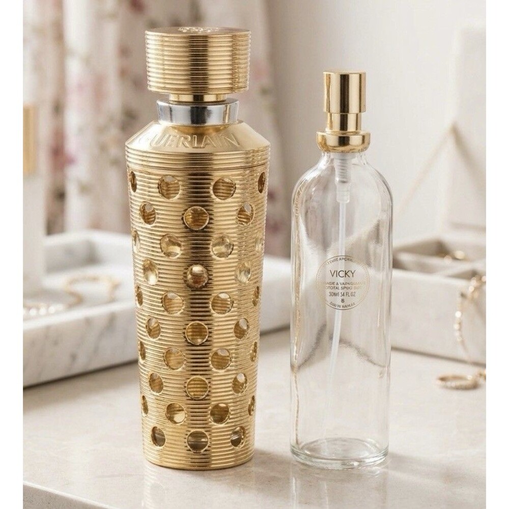 VTG Guerlain Gold Shalimar Canister And Refillable Bottle Paris 1996